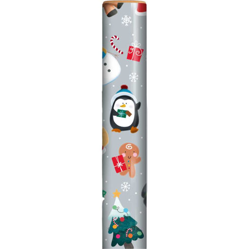Picture of 4M CHRISTMAS CHARACTERS GREY WRAPPING ROLL